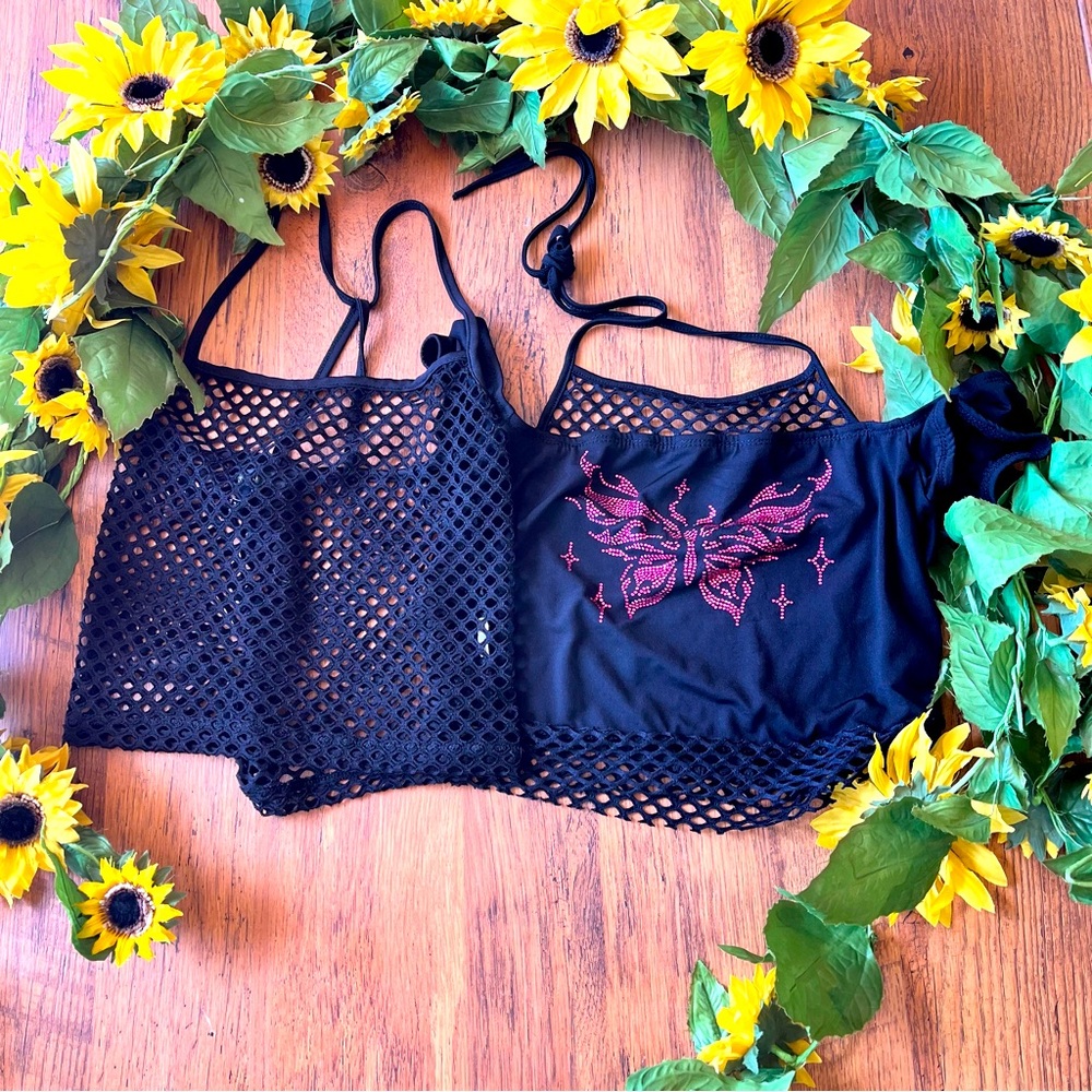 NWOT Fishnet Crop Top Tank Bundle SZ Small
